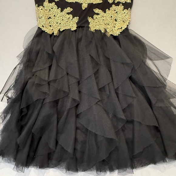 Rare Editions Black Dress with Gold Embellishments Girls Size 14 Formal Dance - Picture 8 of 10